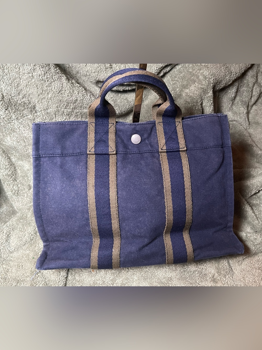 Vintage Hermès Fourre Tout PM Canvas Tote Bag - Navy Blue